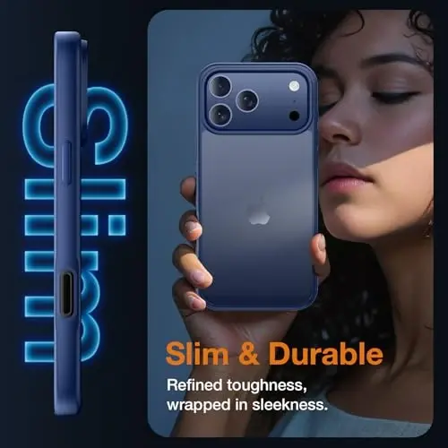 Yriklso for iPhone 17 Pro Max Phone Case,1X Screen Protector +1X Camera Lens,Shockproof for iPhone 17 Pro Max Case, Military Grade Drop Protection, Protective Hard Back Slim Translucent Cover,Navy - 5