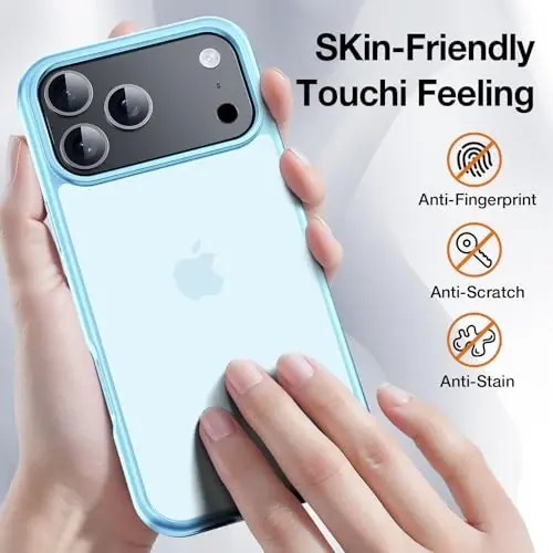 Yriklso for iPhone 17 Pro Max Telefon G‘ilofig‘i, 1X Ekran Himoya Oynasi +1X Kamera Linzasi, iPhone 17 Pro Max G‘ilofig‘i uchun zarbga chidamli, Harbiy darajadagi tushishdan himoya qilish, Himoya qiluvchi qattiq orqa yupqa yarim shaffof qopqoq, Ko‘k - 3