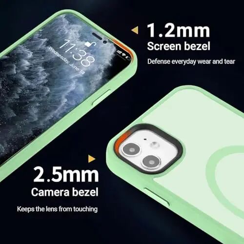 Yriklso Magnetic Case for iPhone 11 6.1 Inch, [Compatible with MagSafe], [Military Grade Drop Protection], Shockproof Matte Cover, Light Green - 3