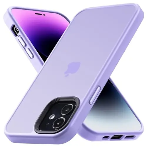 Yriklso for iPhone 12 Phone Case, Shockproof for iPhone 12 Pro Case, Military Grade Drop Protection, Protective Hard Back Slim Translucent, Clove Purple 