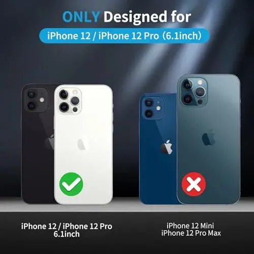 Yriklso iPhone 12 telefon g'ilofi uchun, iPhone 12 Pro g'ilofi uchun zarba o'tkazmaydigan, harbiy darajadagi tushishdan himoya, himoya qattiq orqa nozik yarim shaffof, pushti - 2
