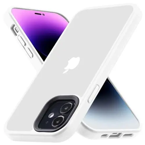 Yriklso iPhone 12 telefon g‘ilofi uchun, iPhone 12 Pro g‘ilofi uchun zarbaga chidamli, harbiy darajadagi tushishdan himoya, himoya qattiq orqa nozik shaffof g‘ilof, oq 