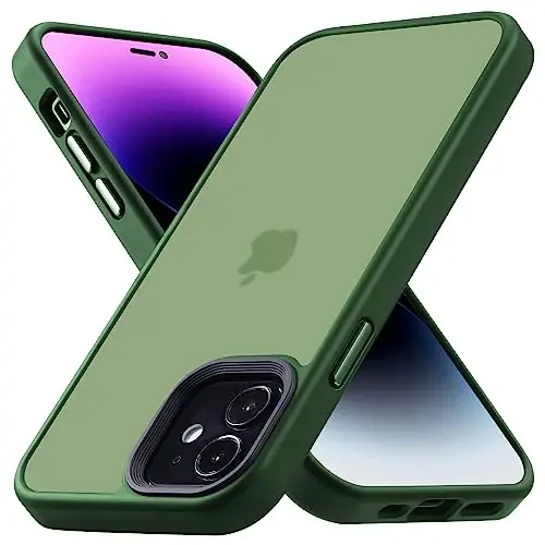 Yriklso for iPhone 12 Phone Case, Shockproof for iPhone 12 Pro Case, Military Grade Drop Protection, Protective Hard Back Slim Translucent, Frosted Green - 2