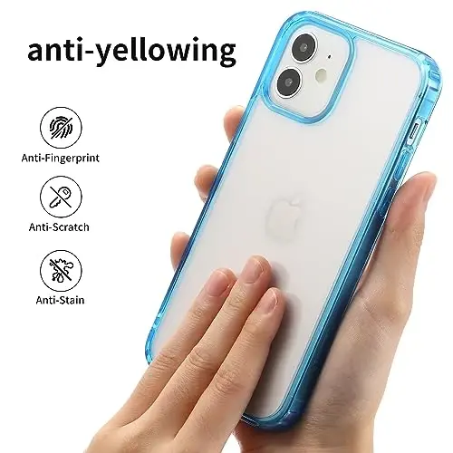 Yriklso iPhone 12 uchun telefon g'ilofi, iPhone 12 Pro g'ilofi uchun zarbga chidamli, harbiy darajadagi tushishdan himoya, himoya qattiq orqa ingichka yarim shaffof, yarim shaffof ko'k - 4
