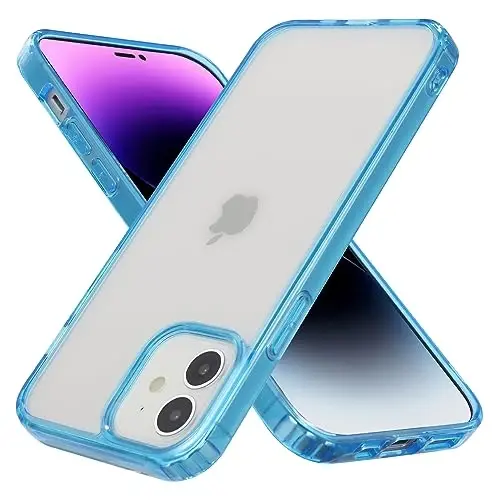 Yriklso iPhone 12 uchun telefon g'ilofi, iPhone 12 Pro g'ilofi uchun zarbga chidamli, harbiy darajadagi tushishdan himoya, himoya qattiq orqa ingichka yarim shaffof, yarim shaffof ko'k 