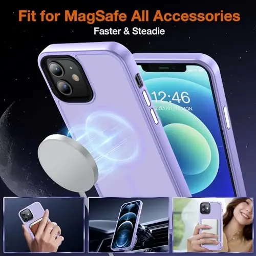 Yriklso iPhone 12/12 Pro için Güçlü Manyetik Kılıf [MagSafe ile Uyumlu] Koruyucu Darbeye Dayanıklı Telefon Kılıfı, iPhone 12/12Pro 6.1