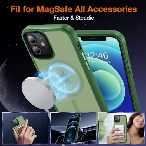 Yriklso iPhone 12/12 Pro uchun kuchli magnitli g'ilof [MagSafe bilan moslik] iPhone 12/12Pro 6.1