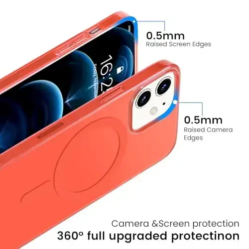 Yriklso iPhone 12/12Pro magnitli gʻilofi, MagSafe bilan mos keluvchi oʻrnatilgan magnitlar, shaffof mat qattiq kompyuter orqa qopqogʻi + yumshoq TPU ramkali ingichka bamperli gʻilof iPhone 12/12Pro uchun（6.1