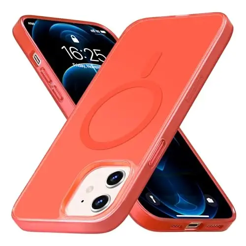 Yriklso iPhone 12/12Pro magnitli gʻilofi, MagSafe bilan mos keluvchi oʻrnatilgan magnitlar, shaffof mat qattiq kompyuter orqa qopqogʻi + yumshoq TPU ramkali ingichka bamperli gʻilof iPhone 12/12Pro uchun（6.1