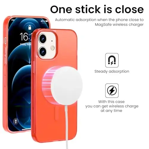 Yriklso iPhone 12/12Pro magnitli gʻilofi, MagSafe bilan mos keluvchi oʻrnatilgan magnitlar, shaffof mat qattiq kompyuter orqa qopqogʻi + yumshoq TPU ramkali ingichka bamperli gʻilof iPhone 12/12Pro uchun（6.1