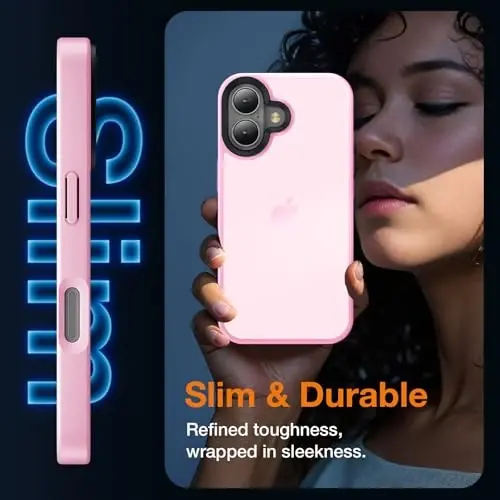 Yriklso for iPhone 16 Plus Phone Case, Shockproof for iPhone 16 Plus Case, Military Grade Drop Protection, Protective Hard Back Slim Translucent Case, Pink - 5