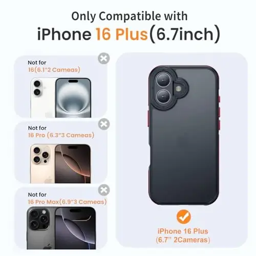 Yriklso for iPhone 16 Plus Phone Case, Shockproof for iPhone 16 Plus Case, Military Grade Drop Protection, Protective Hard Back Slim Translucent Case, Red Bumper - YRIKLSO (1)
