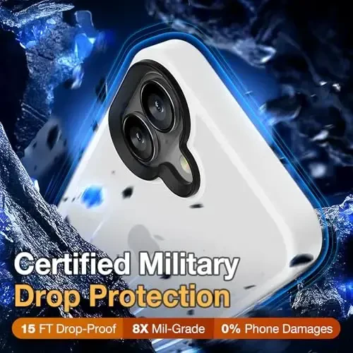 Yriklso iPhone 16 Plus uchun telefon g'ilofi, iPhone 16 Plus g'ilofi uchun zarbga chidamli, harbiy darajadagi tushishdan himoya, himoya qattiq orqa ingichka shaffof g'ilof, oq - 3