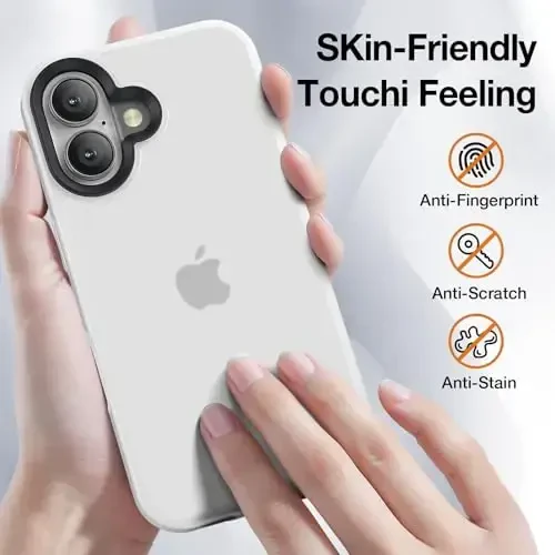 Yriklso iPhone 16 Plus uchun telefon g'ilofi, iPhone 16 Plus g'ilofi uchun zarbga chidamli, harbiy darajadagi tushishdan himoya, himoya qattiq orqa ingichka shaffof g'ilof, oq - 4