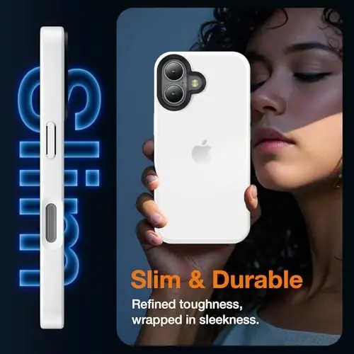 Yriklso iPhone 16 Plus uchun telefon g'ilofi, iPhone 16 Plus g'ilofi uchun zarbga chidamli, harbiy darajadagi tushishdan himoya, himoya qattiq orqa ingichka shaffof g'ilof, oq - 5