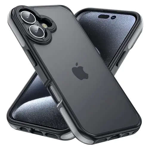 Yriklso iPhone 16 Plus uchun telefon g‘ilofi, iPhone 16 Plus uchun zarbga chidamli g‘ilof, harbiy darajadagi tushishdan himoya, himoya qattiq yupqa yarim shaffof g‘ilof, kulrang bamper 