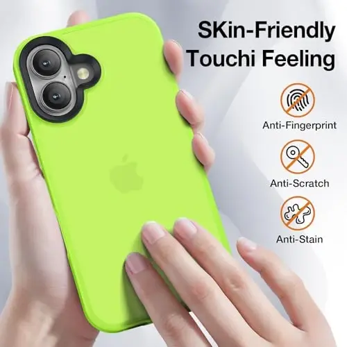 Yriklso iPhone 16 Plus uchun telefon g'ilofi, zarbga chidamli iPhone 16 Plus g'ilofi, harbiy darajadagi tushishdan himoya, himoya qattiq orqa ingichka shaffof g'ilof, issiq yashil - 4