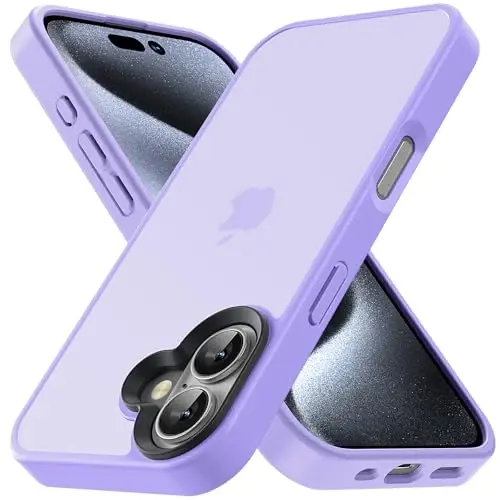 Yriklso iPhone 16 Plus uchun telefon g‘ilofi, zarbga chidamli iPhone 16 Plus g‘ilofi, harbiy darajadagi tushishdan himoya, himoya qattiq orqa nozik yarim shaffof g‘ilof, och binafsha 