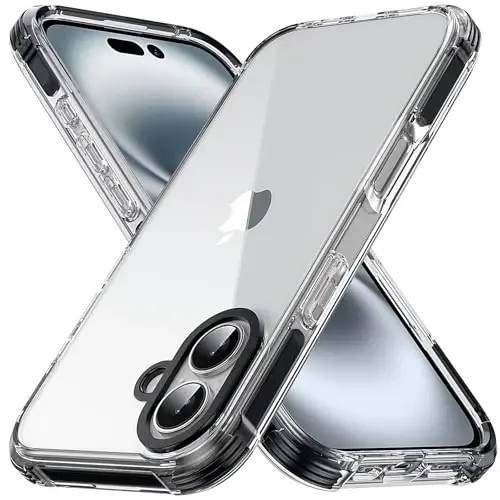 Yriklso iPhone 16 Plus uchun telefon g'ilofi, zarbga chidamli iPhone 16 Plus g'ilofi, harbiy darajadagi tushishdan himoya, himoya qattiq orqa yarim shaffof g'ilof, shaffof bamper g'ilofi 