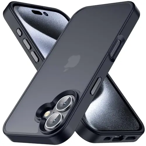 Yriklso iPhone 16 Plus uchun telefon qutisi, iPhone 16 Plus uchun zarbga chidamli quti, harbiy darajadagi tushishdan himoya, himoya qattiq orqa ingichka shaffof quti, qora 