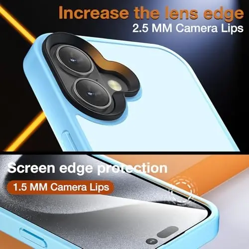 Yriklso iPhone 16 Plus uchun telefon qutisi, iPhone 16 Plus uchun zarbga chidamli quti, harbiy darajadagi tushishdan himoya, himoya qattiq orqa ingichka shaffof quti, Sierra Blue - 5