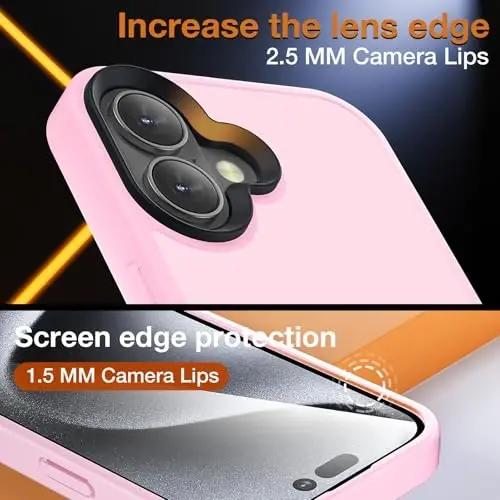 Yriklso iPhone 16 Plus uchun telefon qutisi, zarbga chidamli iPhone 16 Plus qutisi, harbiy darajadagi tushishdan himoya, himoya qattiq orqa ingichka shaffof qutisi, pushti - 6