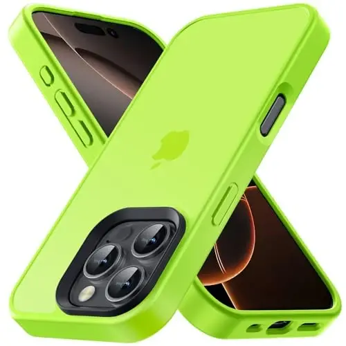 Yriklso iPhone 16 Pro Max telefon g'ilofi uchun, iPhone 16 Pro Max g'ilofi uchun zarbaga chidamli, harbiy darajadagi tushishdan himoya, himoya qattiq orqa ingichka shaffof qopqoq, issiq yashil - YRIKLSO