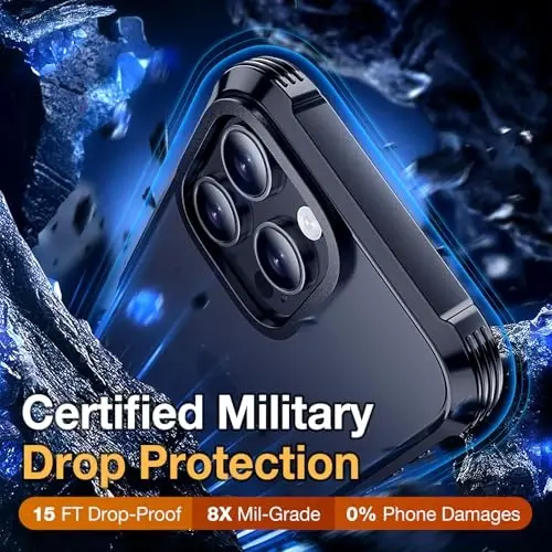 Yriklso for iPhone 16 Pro Max Phone Case, Shockproof for iPhone 16 Pro Max Case, Military Grade Drop Protection, Protective Hard Back Translucent Cover,Black Bumper Case - 3
