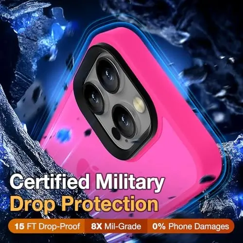 Yriklso iPhone 16 Pro Max telefon qutisi uchun, iPhone 16 Pro Max qutisi uchun zarba o'tkazmaydigan, harbiy darajadagi tushishdan himoya, himoya qattiq orqa ingichka shaffof qopqoq, och pushti - 3
