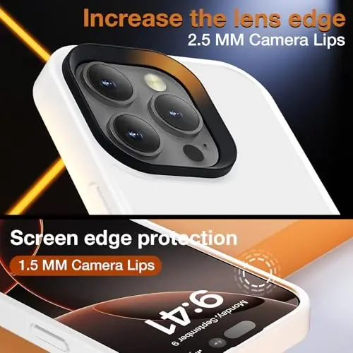 Yriklso iPhone 16 Pro Max uchun telefon g'ilofi, iPhone 16 Pro Max g'ilofi uchun zarbaga chidamli, harbiy darajadagi tushishdan himoya, himoya qattiq orqa ingichka shaffof qopqoq, oq - 6