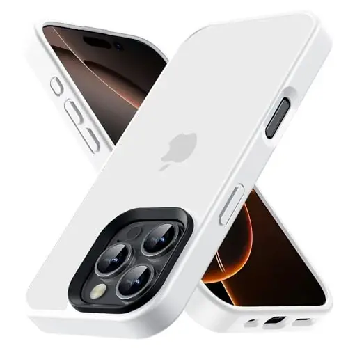 Yriklso iPhone 16 Pro Max uchun telefon g'ilofi, iPhone 16 Pro Max g'ilofi uchun zarbaga chidamli, harbiy darajadagi tushishdan himoya, himoya qattiq orqa ingichka shaffof qopqoq, oq - YRIKLSO