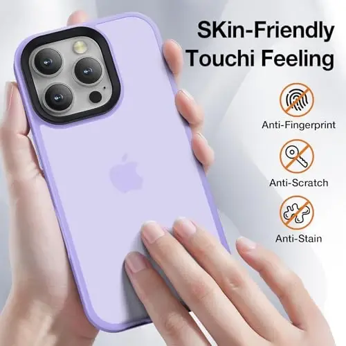 Yriklso iPhone 16 Pro Max uchun telefon g'ilofi, iPhone 16 Pro Max uchun zarbaga chidamli g'ilof, harbiy darajadagi tushishdan himoya, himoya qattiq yupqa yarim shaffof qopqoq, och binafsha - 3