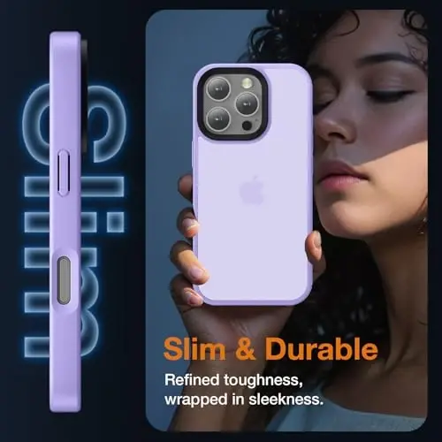 Yriklso iPhone 16 Pro Max uchun telefon g'ilofi, iPhone 16 Pro Max uchun zarbaga chidamli g'ilof, harbiy darajadagi tushishdan himoya, himoya qattiq yupqa yarim shaffof qopqoq, och binafsha - 5