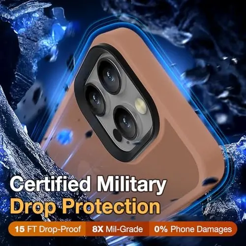 Yriklso iPhone 16 Pro Max uchun telefon g‘ilofi, iPhone 16 Pro Max uchun zarbga chidamli g‘ilof, harbiy darajadagi tushishdan himoya, himoya qattiq orqa ingichka shaffof qopqoq, jigarrang - 3