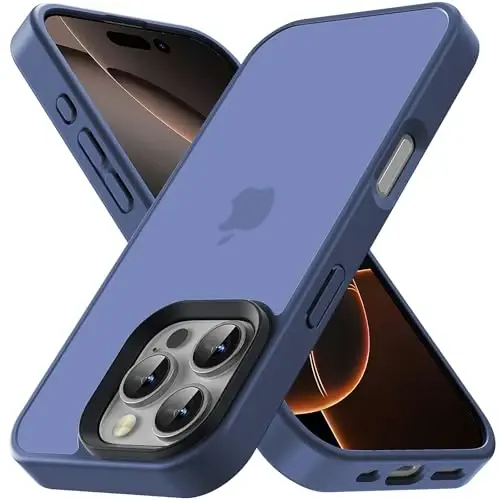 Yriklso iPhone 16 Pro Max uchun telefon g‘ilofi, iPhone 16 Pro Max uchun zarbga chidamli g‘ilof, harbiy darajadagi tushishdan himoya, himoya qattiq orqa ingichka shaffof qopqoq, muzli ko‘k 