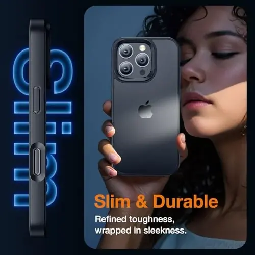 Yriklso iPhone 16 Pro Max uchun telefon g'ilofi, iPhone 16 Pro Max uchun zarbga chidamli g'ilof, harbiy darajadagi tushishdan himoya, himoya qattiq orqa ingichka shaffof qopqoq, qora - 5