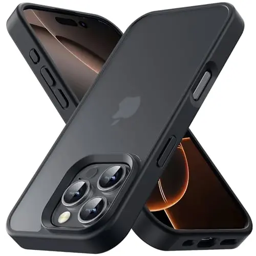Yriklso iPhone 16 Pro Max uchun telefon g'ilofi, iPhone 16 Pro Max uchun zarbga chidamli g'ilof, harbiy darajadagi tushishdan himoya, himoya qattiq orqa ingichka shaffof qopqoq, qora 