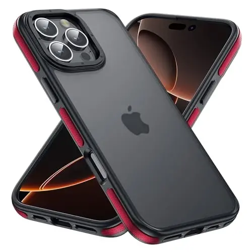 Yriklso iPhone 16 Pro Max uchun telefon g'ilofi, iPhone 16 Pro Max uchun zarbga chidamli g'ilof, harbiy darajadagi tushishdan himoya, himoya qattiq orqa nozik shaffof qopqoq, qizil bamper 
