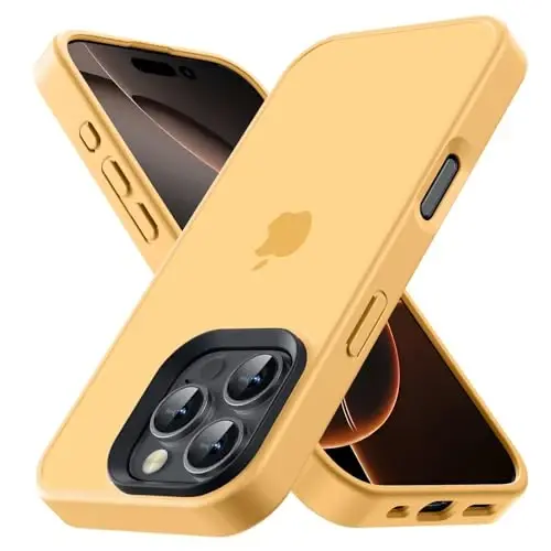 Yriklso iPhone 16 Pro Max uchun telefon gʻilofi, iPhone 16 Pro Max uchun zarbga chidamli gʻilof, harbiy darajadagi tushishdan himoya, himoya qattiq orqa nozik shaffof qopqoq, toʻq sariq 