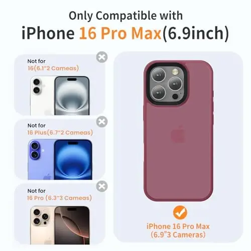 Yriklso iPhone 16 Pro Max uchun telefon g‘ilofi, iPhone 16 Pro Max uchun zarbga chidamli g‘ilof, harbiy darajadagi tushishdan himoya, himoya qattiq orqa yupqa shaffof qopqoq, vino rangi - YRIKLSO (1)