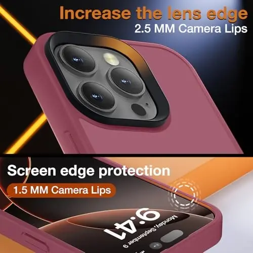 Yriklso iPhone 16 Pro Max uchun telefon g‘ilofi, iPhone 16 Pro Max uchun zarbga chidamli g‘ilof, harbiy darajadagi tushishdan himoya, himoya qattiq orqa yupqa shaffof qopqoq, vino rangi - 6