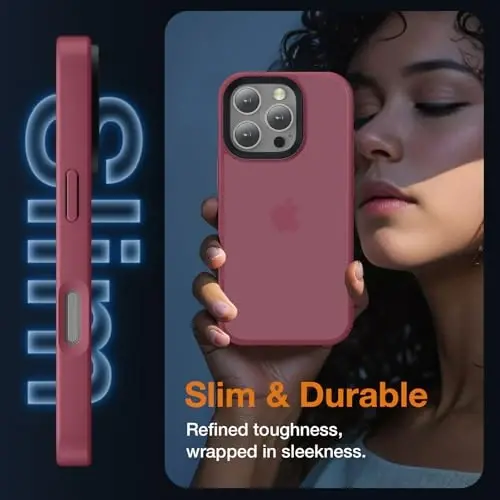 Yriklso iPhone 16 Pro Max uchun telefon g‘ilofi, iPhone 16 Pro Max uchun zarbga chidamli g‘ilof, harbiy darajadagi tushishdan himoya, himoya qattiq orqa yupqa shaffof qopqoq, vino rangi - 5