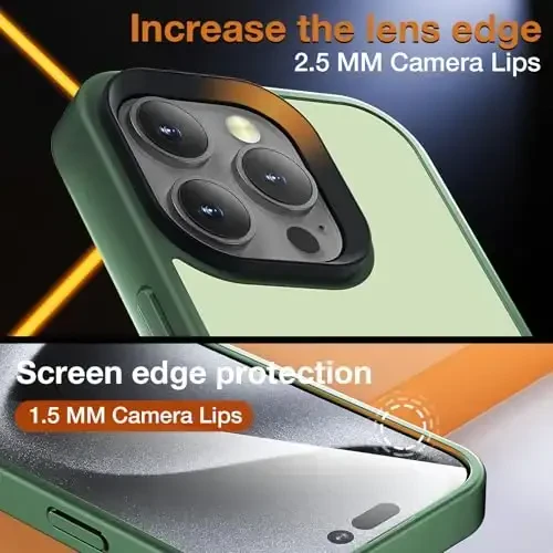 Yriklso iPhone 16 Pro Max uchun telefon g‘ilofi, zarbga chidamli iPhone 16 Pro Max g‘ilofi, harbiy darajadagi tushishdan himoya, himoya qattiq orqa ingichka shaffof qopqoq, mat yashil - 6