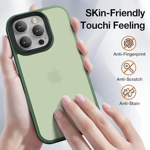 Yriklso iPhone 16 Pro Max uchun telefon g‘ilofi, zarbga chidamli iPhone 16 Pro Max g‘ilofi, harbiy darajadagi tushishdan himoya, himoya qattiq orqa ingichka shaffof qopqoq, mat yashil - 4