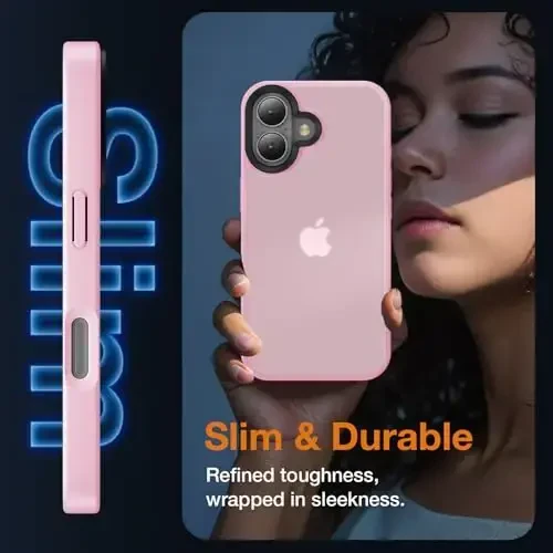 Yriklso iPhone 16 Pro Max uchun telefon gʻilofi, zarbga chidamli iPhone 16 Pro Max gʻilofi, harbiy darajadagi tushishdan himoya, himoya qattiq orqa ingichka yarim shaffof qopqoq, mat pushti - 5