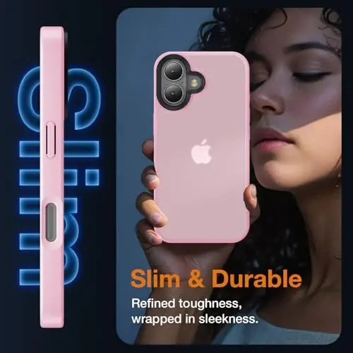 Yriklso iPhone 16 Pro Max uchun telefon gʻilofi, zarbga chidamli iPhone 16 Pro Max gʻilofi, harbiy darajadagi tushishdan himoya, himoya qattiq orqa ingichka yarim shaffof qopqoq, mat pushti - 5