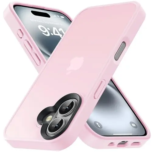 Yriklso iPhone 16 Pro Max uchun telefon gʻilofi, zarbga chidamli iPhone 16 Pro Max gʻilofi, harbiy darajadagi tushishdan himoya, himoya qattiq orqa ingichka yarim shaffof qopqoq, mat pushti - 2