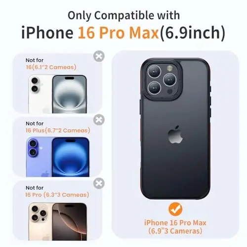 Yriklso iPhone 16 Pro Max uchun telefon g‘ilofi, zarbga chidamli iPhone 16 Pro Max g‘ilofi, harbiy darajadagi tushishdan himoya, himoya qattiq orqa nozik shaffof qopqoq, to‘q sariq bamper - YRIKLSO (1)