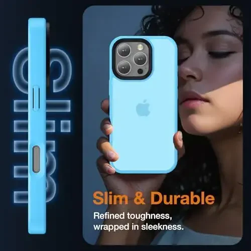 Yriklso iPhone 16 Pro Max uchun telefon qutisi, iPhone 16 Pro Max qutisi uchun zarbga chidamli, harbiy darajadagi tushishdan himoya, himoya qattiq orqa ingichka shaffof qopqoq, och ko'k - 5