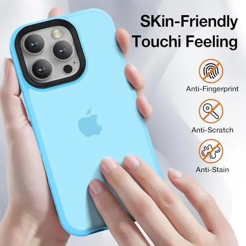 Yriklso iPhone 16 Pro Max uchun telefon qutisi, iPhone 16 Pro Max qutisi uchun zarbga chidamli, harbiy darajadagi tushishdan himoya, himoya qattiq orqa ingichka shaffof qopqoq, och ko'k - 4